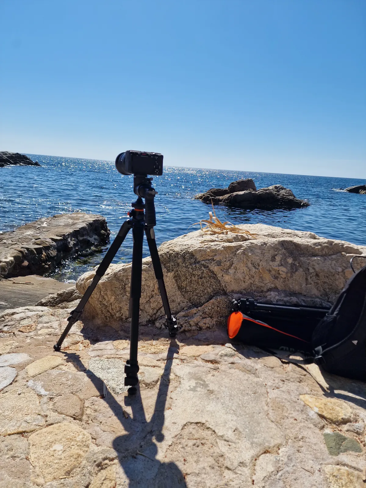 Coastal recording session with professional equipment overlooking the ocean